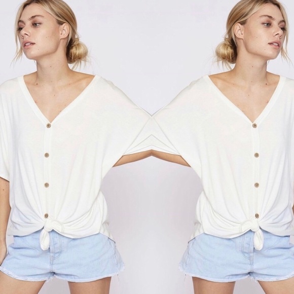 Bellanblue Tops - VAL Softest Button Down Top - OFF WHITE
